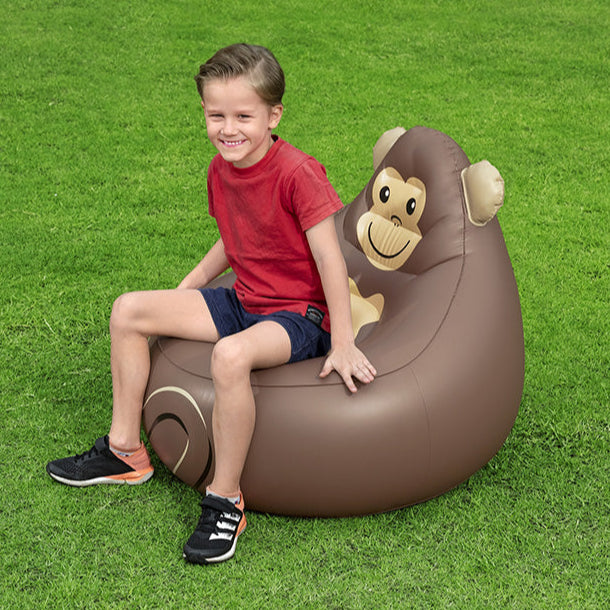 Fotoliu gonflabil pentru copii, Bestway, model maimuta, 72 x 72 x 64 cm, greutate maxima suportata 70 Kg, PVC, maro Fotoliu gonflabil pentru copii, Bestway, model maimuta, 72 x 72 x 64 cm, greutate maxima suportata 70 Kg, PVC, maro